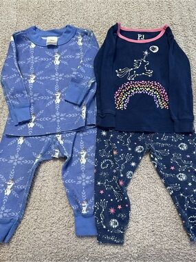 ❄️🦄 Girls 12-18M Pajama Bundle Disney Olaf + Glow Unicorn